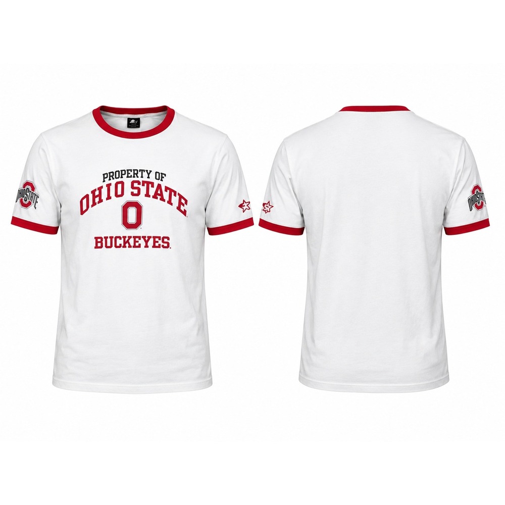 Starter Ohio State Buckeyes Ringer‎ T-Shirt Mens Large White Red Vintage NCAA A0